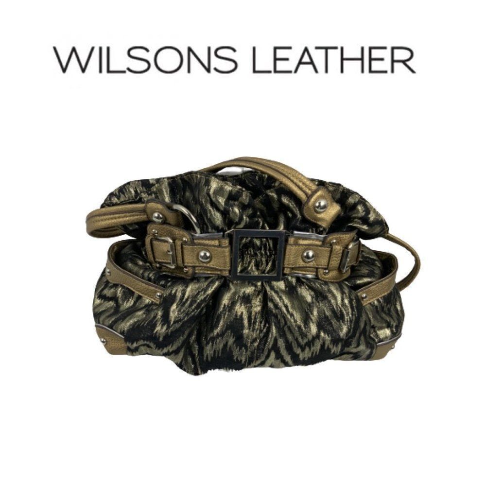 Wilson Flame Stitch Fabric W/Leather Trim Handbag